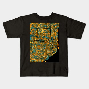 Miami Map Pattern in Orange & Teal Kids T-Shirt